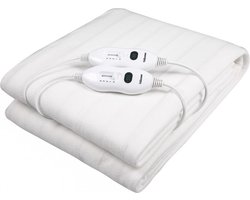 Tristar BW-4752 Elektrisch Onderdeken – 2 Personen – 160x140 cm – 2 Warmtezones – 2 Aparte Warmteregelaars – 2 Warmtestanden – Oververhittingsbeveiliging – Wasmachinebestendig – Wit — cadeau in Cadeau-ideeën