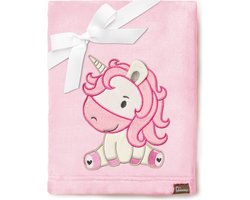 Be Mammy Babydeken - Dekbed - Kinderdeken - Wiegdeken - Dekentje Baby - 76 x 102 cm - Poeder roze - eenhoorn - BE-BE20-168-BBL — cadeau in Wonen & Interieur