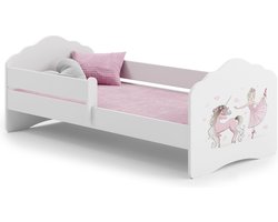 FALA Peuterbed 140x70cm Roze/Wit - Fee & Eenhoorn Thema - Incl. Hekje & Matras — cadeau in Cadeau-ideeën