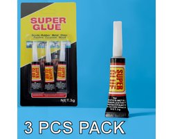 Decopatent - 3x Secondelijm 3g - Extra Sterke Lijm voor Rubber, Metaal, Glas, Kunststof, Keramiek, Hout, Leder, Porselein en Meer - Super Glue (3 STUKS) — cadeau in Cadeau-ideeën
