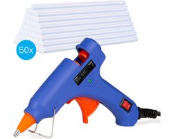 Auronic Lijmpistool met 50 Lijmpatronen - Ø 7 mm Lijmsticks - Glue Gun - Lijm voor Lijmpistool - 20W - Blauw — cadeau in Hobby