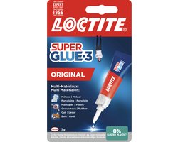Loctite Original 3 g Extra Sterke Secondelijm | Superlijm - Krachtige Hechting voor Diverse Materialen zoals Rubber, Metaal, Kunststof, Keramiek, Hout, Leder, Porselein en Meer | Snelle en Betrouwbare Reparaties in Seconden - Super Glue — cadeau in Cadeau-ideeën