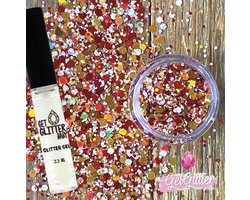 GetGlitterBaby® - Oeteldonk Gouden Rode Witte Biologische / Den Bosch Biologisch afbreekbare Chunky Festival Glitters voor Lichaam en Gezicht / Biodegradable Face Body Skin Glue Carnaval Glitter Jewels Mix - Rood Goud Wit met Lijm Gel HuidLijm — cadeau in Cadeau-ideeën