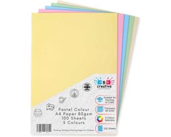 A4 Pastel Papier Set 100 Vellen - Diverse Zachte Kleuren voor Knutselen en Tekenen — cadeau in Hobby