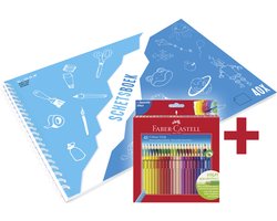 Faber-Castell kleurpotlood - Grip - 48 stuks + A3 Kangaro schetsboek GRATIS - wit - 120 grams - 40 vel - FC-112449-A — cadeau in Hobby