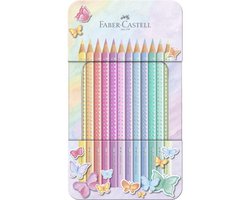 Faber-Castell Sparkle kleurpotloden - 12 stuks in blik - pastelkleuren - FC-201910 — cadeau in Hobby