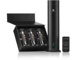 Pip & Wells® Pure One Aroma Diffuser - Waterloze Geurverspreider met 3 Hotelgeuren – Etherische Olie - 120ml per Geur – Mat Zwart - Inclusief Afstandsbediening & Oplader — cadeau in Mode & Accessoires