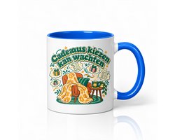 Retro jaren 70 Mok 'Cadeaus kiezen kan wachten' – Vintage theemok met dikke ronde letters voor ontspanning en cadeauzoekers — cadeau in Cadeau-ideeën