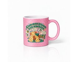 Retro jaren 70 Mok 'Cadeaus kiezen kan wachten' – Vintage theemok met dikke ronde letters voor ontspanning en cadeauzoekers — cadeau in Cadeau-ideeën