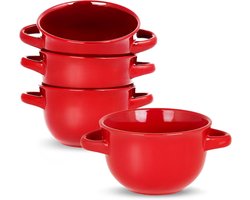 Keramische Soepkommen met Handvatten - Ovenbestendige Uiensoep Schalen (Set van 4) — cadeau in Kookcadeaus