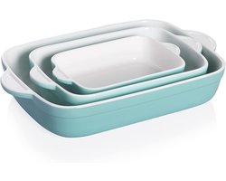 Set van 3 Rechthoekige Keramische Ovenschalen Met Handvatten - 13x9 Inch - Ideaal voor Lasagne, Ovenschotels en Cake — cadeau in Kookcadeaus