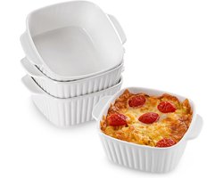 Set van 4 Keramische Ovenschaaltjes - Klein Vierkant - Geschikt voor heteluchtfriteuse en Oven — cadeau in Kookcadeaus