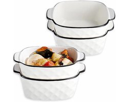 Set van 4 Keramische Ovenschaaltjes Klein - Ovenbestendige Grillpan met Handvatten — cadeau in Kookcadeaus