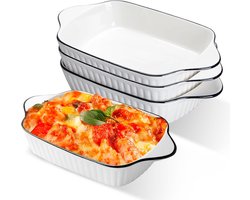 Set van 4 Kleine Keramische Ovenschalen voor Gratin en Desserts — cadeau in Kookcadeaus