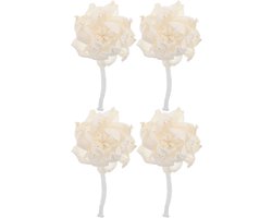 Diffusers Bloemvervanging - Aromatherapie Stokjes - Geur Verspreiden - Luxe Pioenrozen Design - 4 Stuks - Wit — cadeau in Wonen & Interieur