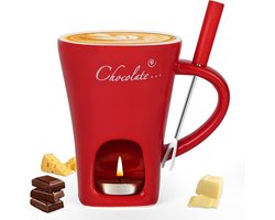 Chocolade Fondue Set Keramiek - Perfect Smelten & Warmhouden - Kaarsverwarming - Inclusief Vork - Compact 130ml - Voor Dessert Fruit Kaas - Mini Fonduepot Chocoladebeker — cadeau in Kookcadeaus