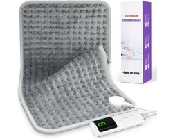 SVN® Warmtekussen Elektrisch - Warmtekussen - Warmtedeken - 9 verwarmingsstanden - Grijs - 60cm x 30cm x 1cm — cadeau in Verzorging