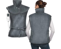 Elektrisch Verwarmingskussen voor Rug, Schouder en Nek - 60 x 85 cm, 3 Temperatuurstanden, Automatische Uitschakeling, Grijs — cadeau in Verzorging