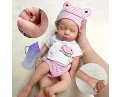 Pop Full Solid Siliconen Reborn Baby Poppen Meisje 12 Inch 33 cm Micro Realistische Babypop Vloeibare Siliconen Full Body Mini Slapen Pasgeboren Poppen Die Echt Kleine Baby's Zien — cadeau in Spellen & Speelgoed