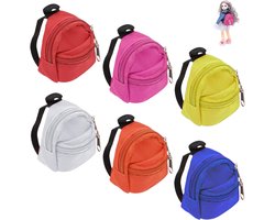Mini rugzakjes voor poppen - 6 stuks - diverse kleuren - klein dubbelrits rugtas accessoire - voor poppoppen - voor speelpoppen kleding en spulletjes — cadeau in Spellen & Speelgoed