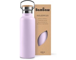 Bambaw® 1000ml RVS Thermosfles - Isoleerfles, Dubbelwandig, Lekvrijen, loodvrij en Plasticvrij Geïsoleerde Fles met Bamboe Deksel voor Warme en Koude Dranken - Ideaal voor Reizen, Werk, Yoga, Wandelen en Dagelijks Gebruik – violet — cadeau in Sport & Outdoor