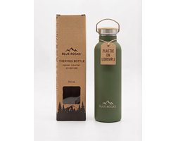 Blue Rocks® - Summit Green - Thermosfles 750ml - Waterfles - Dubbelwandige drinkfles - Plasticvrij - Loodvrij - Geisoleerde fles - Warme Koude dranken - School - Kind - Reizen, Wandelen, Werk, Sport, Yoga - Dagelijks gebruik - RVS - Groen - Green — cadeau in Sport & Outdoor