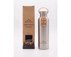 Blue Rocks® - Summit RVS - Thermosfles 750ml - Waterfles - Dubbelwandige drinkfles - Plasticvrij - Loodvrij - Geisoleerde fles - School - Kind - Warme Koude dranken - Reizen, Wandelen, Werk, Sport, Yoga - Dagelijks gebruik - Zilver - RVS — cadeau in Sport & Outdoor
