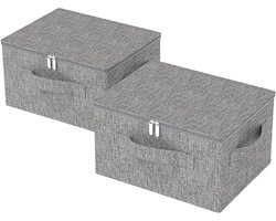 Opbergdozen met Deksel - Opvouwbare Deken Opbergzakken voor Kleding en Schoenen - Stijlvolle Organisatiebakken - 2 Stuks, Grijs (45x35x25cm) — cadeau in Cadeau-ideeën