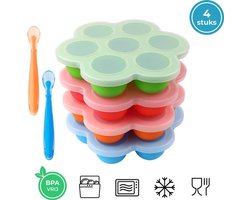 Babyvoeding bewaarbakjes met lepels - Herbruikbaar - Set van 4 bakjes - 28 porties - Bewaarbakjes babyvoeding - Babyvoedingsaccessoires - Moedermelk bewaren — cadeau in Cadeau-ideeën