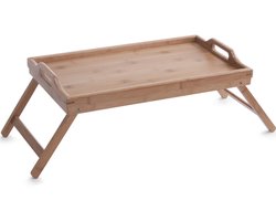 Dienblad / Serveerblad met Inklapbare Poten - Bamboe Hout - 52 x 27 cm - Ontbijt op Bed — cadeau in Koken & Dineren