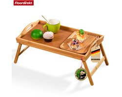 FLOORDIREKT Utah Bed Dienblad - Dienblad met Pootjes - Houten Dienblad - Gemaakt van Bamboe - Ontbijt Dienblad voor Bed - Multifunctioneel Opvouwbaar - 50 x 30 x 23 cm — cadeau in Koken & Dineren
