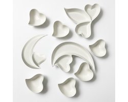 9-delige Serveerschalen Set van Keramiek – Luxe Witte Schaaltjes met Hart- en Maanvorm – Tapas, Borrel & Hapjesschalen voor Snacks, Dips en Desserts – Design Serveerset voor Tafelserveren, Thuisgebruik, Catering, Horeca, Restaurants & Eetcafés — cadeau in Kookcadeaus