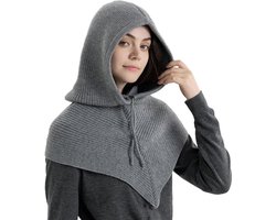 Muts -Warme muts - Wintermuts dames - Gebreide muts -Winter warme -Gebreide Muts Dames -2-in-1 Capuchonsjaal - Wintermuts Zonder Rand - Gebreide Haakmuts Sjaalset - Perfect voor Feestdecoratie - Kerstcadeau - Kerst - Middelgrijs - Pasen — cadeau in Mode & Accessoires