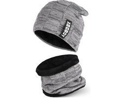 Winter heren muts met sjaalset Warme gebreide mutsen Mutsen Gebreide wintermuts sjaalset Fleece voering voor heren Dames — cadeau in Mode & Accessoires
