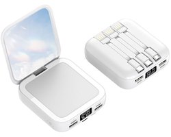 Choozit - Powerbank 10.000 mAh – Wit – Met ingebouwde kabels & display – Draagbare oplader / externe batterij voor smartphone & tablet — cadeau in Gadgets