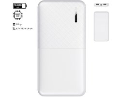 Electrox - Powerbank 10000 mAh - 22.5W Snellaad Functie - USB-A, USB-C & iOS - Universeel voor Smartphones, Tablets & Gadgets - Reis Powerbank - Draagbare Lader - Joker - Wit — cadeau in Gadgets