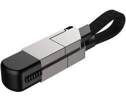 Sleutelhangerlader USB C iOS 6-in-1 60W PD Snelladingskabel, Magnetisch Opvouwbaar Draagbaar Reizen Gegevensoverdrachtskabel Sleutelhanger voor alle smartphones, tablets en powerbanks (zwart) — cadeau in Gadgets
