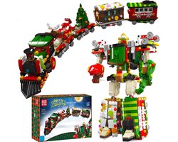 Mould King - 12028 2in1 Technic Transformers Trein bouwset | Classic Christmas Icons Robot Action Figure | Geschikt voor Lego | Kerstboom Creator Modelbouw | Kerst decoratie geschenkset voor volwassenen & kinderen | Bouwdoos met 1522 bouwstenen — cadeau in Spellen & Speelgoed
