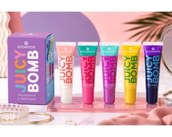 Essence Juicy Bomb Shiny Lip Gloss Set 02 – 5 Kleuren – 101 Lovely Litchi, 102 Witty Watermelon, 105 Bouncy Bubblegum, 106 Mellow Mango, 108 Very Blueberry – Elk 10 ml – Veganistisch — cadeau in Cadeau-ideeën