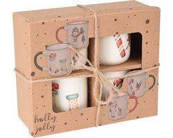 Kerstbeker Set 200ML - Set van 4 in Geschenkverpakking - 4 Kerst Prints - Geschikt voor Glühwein — cadeau in Kookcadeaus