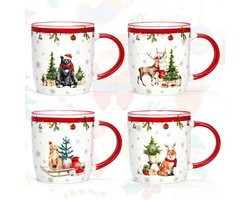 Kerstbeker Set 4-delig | 310ml | Voor Warme Chocolademelk & Glühwein | Feestelijk Design — cadeau in Kookcadeaus