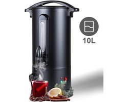 warme-drankdispenser 10 L zwart, voor glühwein, thee, koffie en heet water, 1800 W, 30–100 °C — cadeau in Cadeau-ideeën