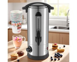 warme-drankdispenser 10 L zilver, voor glühwein, thee, koffie en heet water, 1500 W, 30–110 °C — cadeau in Cadeau-ideeën