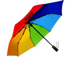 Winddicht 80 km/u StormDefender - Glasvezel Frame - Sterke Compact Kleine Opvouwbare Paraplu - Automatisch Openen en Sluiten - Regenboog Scherm - Robuust Metaal_AIQMN — cadeau in Sport & Outdoor