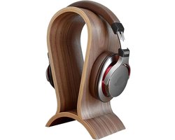 Hoofdtelefoon Houder - Oordopjes Display - Bureau Organisatie - Massief Hout - 25.5cm Hoog - Houtkleur — cadeau in Gadgets