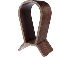 Hoofdtelefoon Standaard - Ophangrek Oortjes - Bureau Organisatie - Massief Hout - 25 x 10 cm - Walnoot — cadeau in Gadgets