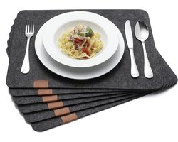 Hoogwaardige Vilt Tafelset - Set van 6 Afwasbare Onderzetters en Placemats - Duurzaam en Veganistisch — cadeau in Wonen & Interieur
