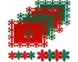 Set van 12 placemats, kerstplacemats en onderzetters, rode placemats, tafelset van vilt, geschikt voor het decoreren van kerstfeestjes, feestdagen, bruiloften en diners. — cadeau in Wonen & Interieur