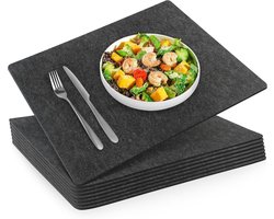 8 stuks Vilten Placemats 44x32 cm Dikke Tafelonderleggers Grijs Afwasbaar — cadeau in Wonen & Interieur