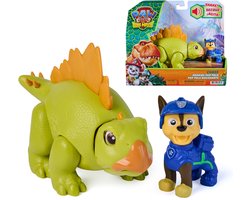 PAW Patrol - De Dino Film - Chase Roaring Pup Pals, bevat beweegbare speelgoeddinosaurus Stegosaurus van 10,1 cm met geactiveerde geluiden en Chase-actiefiguur — cadeau in Spellen & Speelgoed